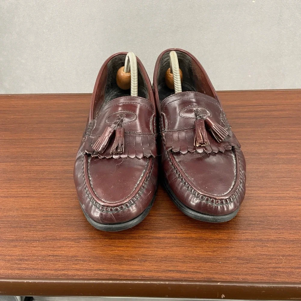 Hush Puppies Mens 11 M Burgundy Leather Kiltie Tassel Loafers 19106 Dress Shoes